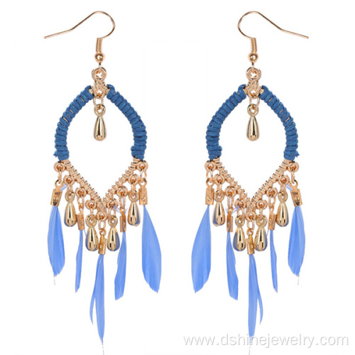 Luxury Feather Long Tassels Earring Wholesale Party Earrings